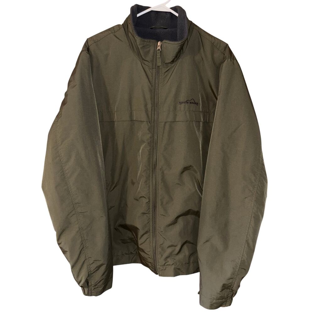 Eddie Bauer Men’s Olive Green Thermore Nylon Insulated Fleece Lined coat (XL)